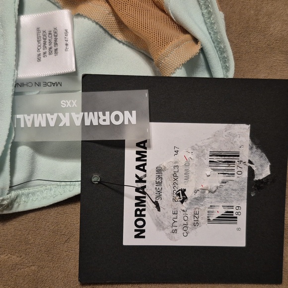 nwt NORMA KAMALI Snake Mesh Seafoam One Piece XXS Pastel Mint Green Swimsuit new - Picture 12 of 13